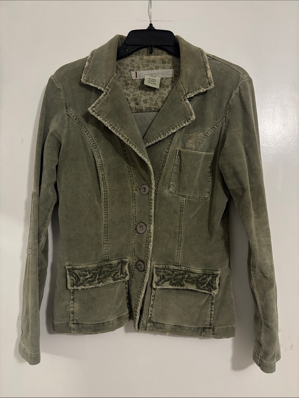 Vintage Z. Cavaricci Olive Green Corduroy Distressed Blazer